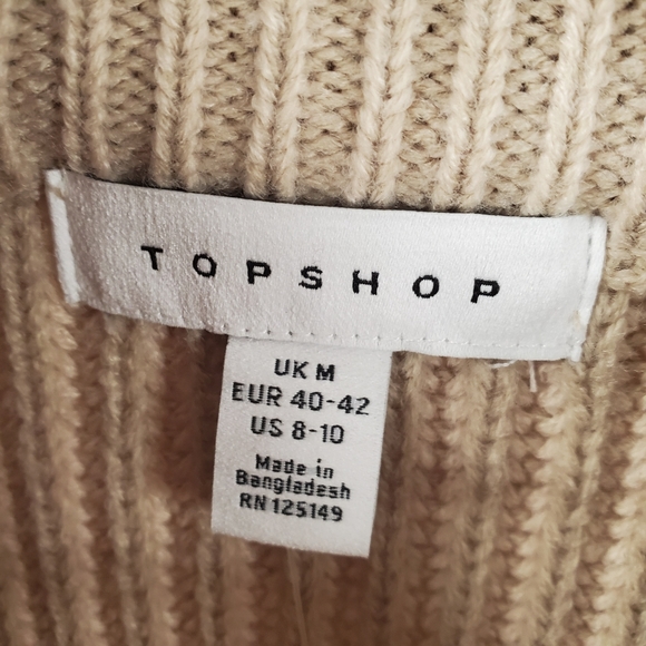 Topshop Mock Neck Ribbed Knit Sweater Slouchy Tan - Picture 6 of 9